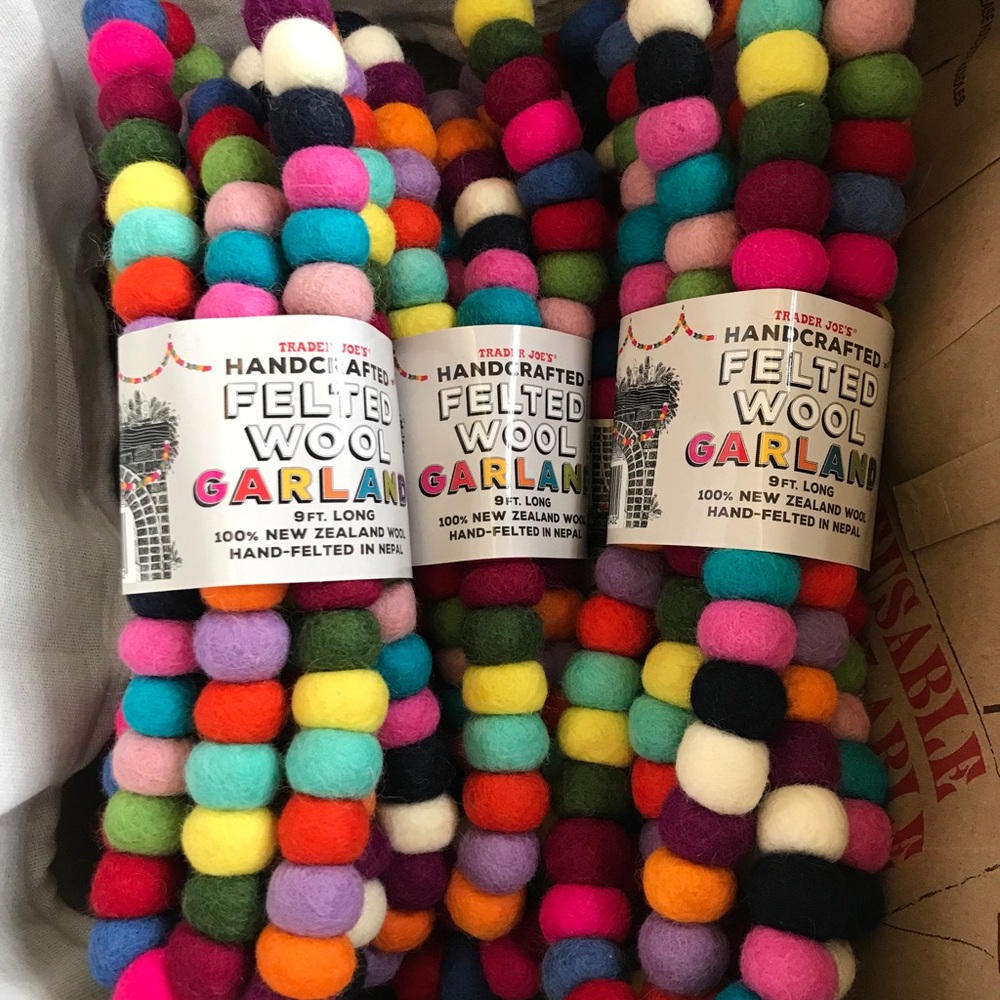 3pks Trader Joe’s Pom Pom garlands 9ft each